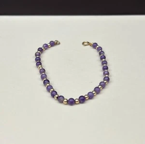 14K Yellow Gold Natural Purple Amethyst Bracelet - Picture 1 of 6
