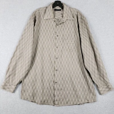 Jhane Barnes Button Down Shirt Men's Size XL Extra Large Beige Collared Shirt - Image 1 of 4
