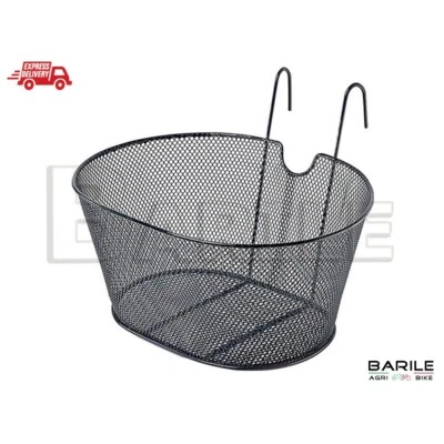 BARILEAGRIBIKE Cestino Anteriore Ovale Nero con Ganci Attacco Manubrio Bici City - Oalnda - MTB