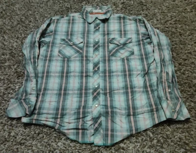 Eighty Eight Shirt Mens Large Green Pearl Snap Western Long Sleeve 100% Cotton - Image 1 of 4