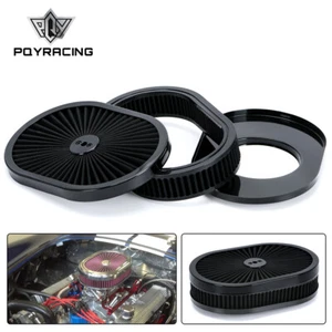 12"x2 Oval Super flow Thru Air Cleaner Washable SBC BBC For Chevy Ford Hot Rod - Picture 1 of 11
