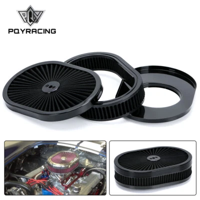 12"x2 Oval Super flow Thru Air Cleaner Washable SBC BBC For Chevy Ford Hot Rod - Image 1 of 4