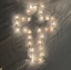 Vintage Lit CROSS Illuminated Wire Frame Sculpture Window Lights 18" Religious