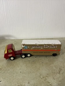 Oldtimer Tonka Sattelzug rot Mini Pressstahl 4,5" mit Anhänger - Bild 1 von 8