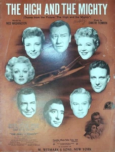 Vintage Sheet Music 1954 The high and the mighty Theme John Wayne Claire Trevor - Picture 1 of 2