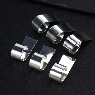  Set di portatovaglioli 6 pezzi in acciaio inossidabile rotondo argento metallo - Immagine 1 di 4