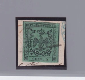1852 Modena: 5c. verde (N°1) con stampa incompleta lato destro SPL. (385/s4) - Picture 1 of 1
