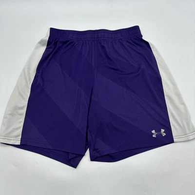 Under Armour Athletic Shorts Youth Boy L Pruple & White Logo..#28283 - Image 1 of 4