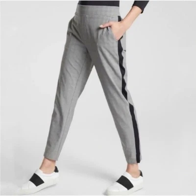 Athleta Brooklyn Plaid Ankle Pant Size 8 Black Gray White - Image 1 of 4