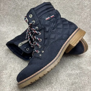 Tommy Hilfiger Onella Quilted Boots Women's 7M Navy Hip Hop Preppy 90s - Picture 1 of 16