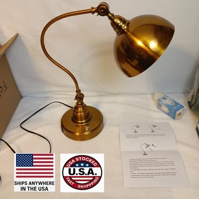 Fetason FT652 Luxury Vintage Gold Desk Lamp USB-C 3-Way Touch Dimmable Metal - Image 1 of 4