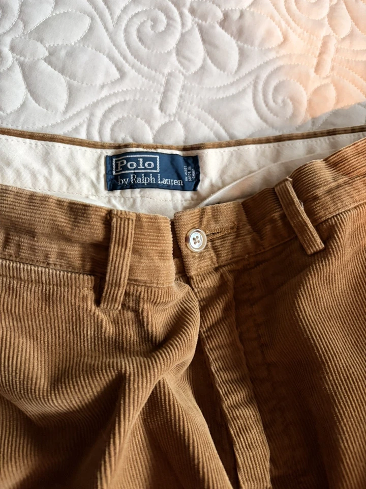 Vintage Polo Ralph Lauren Preston Pants Men 32x32 Brown Corduroy Straight - Image 1 of 4