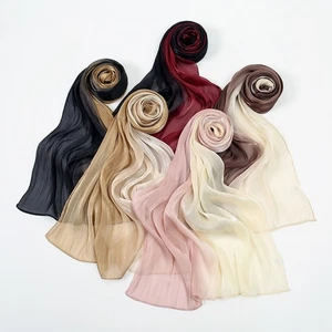 Sea Island Silk Lightweight Gradient Scarf Womens Shawl for Beach and Outdoor - Picture 1 of 24