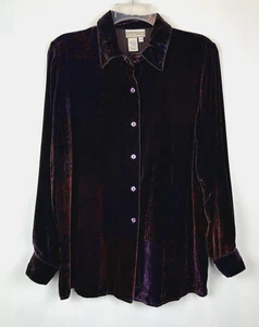 Womens Top Deep Purple Velour Witchy Whimsygoth Dark Feminine Button Oversized - Picture 1 of 9