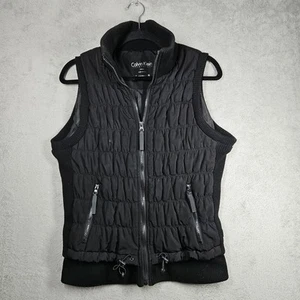 Calvin Klein Performance Quilted Puffer Black Vest Stretch Side Panels Size M - Picture 1 of 17