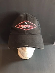Steamboat Black Distressed Trucker Snapback Cap OSFM Hat - Picture 1 of 5