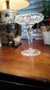 american brilliant cut glass compote 7.75" tall - Picture 1 of 4