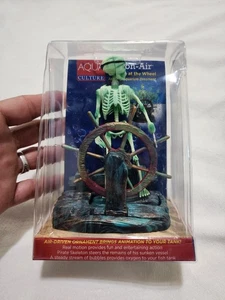 Aqua Culture Action-Air Skeleton At The Wheel Fish Tank Ornament Decoration NEW - Picture 1 of 4