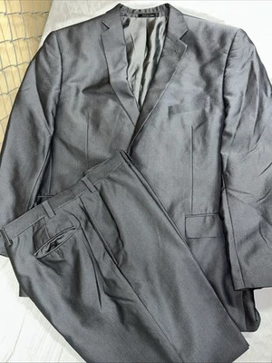 Calvin Klein 46R 40x30 Black Striped  Mens Jacket Pants Suit - Image 1 of 4