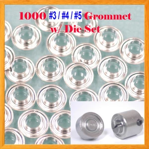 1000 pcs #3 #4 #5 Grommet w/ Die Set Eyelet Grommets Machine Sign Punch Tool - Picture 1 of 7