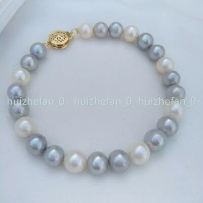 Popular AAA+ South Sea Multi-color Gray White Real Pearl Bracelet  14k Gold P - Image 1 of 4
