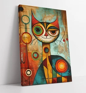 IMPRESIÓN DE IMAGEN ARTE DE PARED LIENZO DECORACIÓN DEL HOGAR CONTEMPORÁNEO ABSTRACTO GATO FRESCO - Imagen 1 de 2