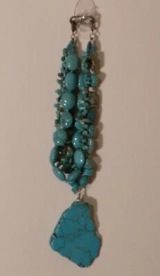 Gorgeous one pound pure genuine turquoise stone necklace 3 strands 19" freeship - Image 1 of 3