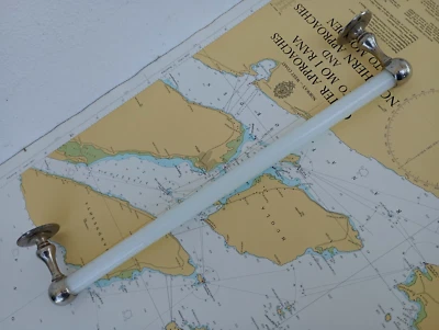 True Vintage in Brass & Milk Glass Opaline Beautiful Toilet Towel Bar Rack 17" - Image 1 of 4