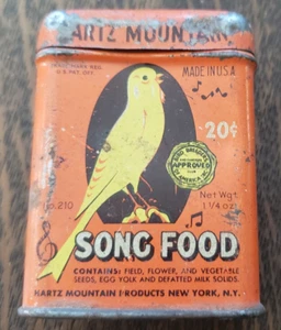 Hartz Mountain Bird Song Food giallo canarino arancione latta vuota film TV Prop - Foto 1 di 7