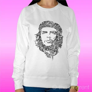 FELPA DONNA LEGGERA SWEATER BIANCO " CHE GUEVARA MULTI FOTO  "ROAD TO HAPPINESS - Picture 1 of 1