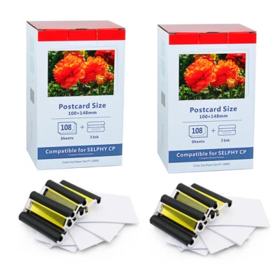 2 PK KP-108IN 3 x Ink and 108 Paper Sheets for Canon Selphy CP900 CP910 CP1300 - Image 1 of 4
