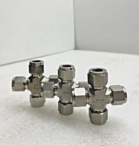 Qty 3 Bi-Lok 1 Parker DXA-8-SS 1/2" SS Union Cross Tube Compression Fitting NEW - Picture 1 of 7