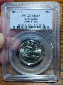 2006-D NEBRASKA Statehood Quarter 25c - Graded PCGS MS68 Satin Finish - Picture 1 of 2
