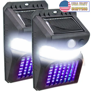 Solar Mosquito Zapper with LED Sensor Light UV Insect Deterrent Pest Killer - Picture 1 of 10