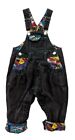12-18m Vintage Black Denim Overalls The Place Roll Up Cuffs 