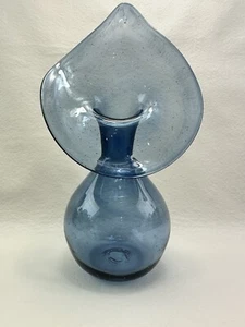 Boatman Studio Kunst Glas mundgeblasen Wagenheber in der Kanzel blau 9" signiert - Bild 1 von 9