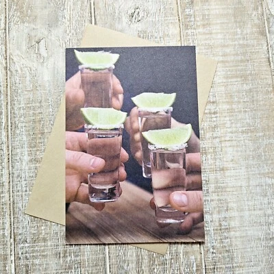 Recycled Paper Greetings Birthday Card Shots Tequila Drinking Lime Funny Humor - Image 1 of 4