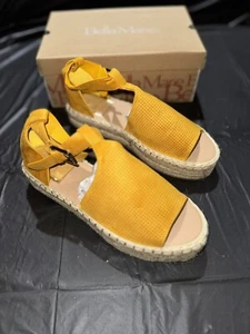 Bella Marie Espadrilles Größe 8 gelb Stoff Komfortschuhe Plateau Knöchelriemen - Bild 1 von 8