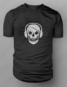 Skull And Phones DJ Clubbing Headphones T-shirt S-XXL FREE UK POST Death Zombie - Picture 1 of 6