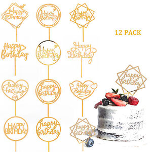 12 Pcs Happy Birthday Cake Topper Acrylic Cupcake Topper  for Various Birthday