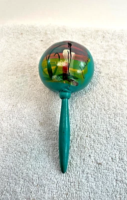 VTG Colorful Hand Painted Maraca Musical Shaker Mexico Souvenir 7" - Image 1 of 3