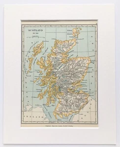 SCOTLAND in 1641-1892 - 1907 Antique Historical Map - Mounted - Picture 1 of 1