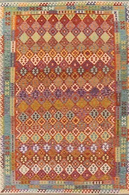 Reversible Rug Hand-woven Kilim Southwestern Handmade Room Size Area Rug 10'x13' - Image 1 of 4