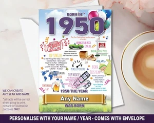 Tarjeta Personalizada 75 Cumpleaños Hombre Mujer 1949 Año Nacimiento Papá Marido Esposa Mamá - Imagen 1 de 2