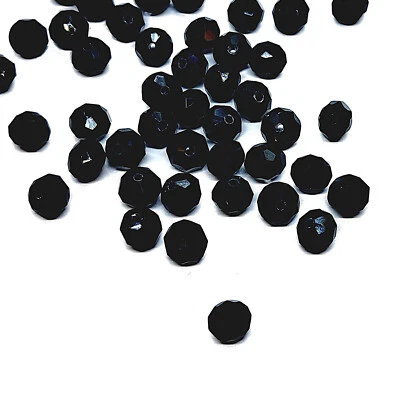 50x 8m (8x6 mm) flat round faceted black rondelle Crystal beads Jewellery Making - Image 1 of 3