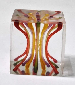 Vintage Lucite Dice 1.5" Color Stripes - Picture 1 of 6