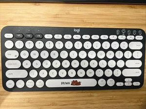 Logitech K380 Multi-Device Bluetooth Keyboard Line Friends Brown Bear Custom - Picture 1 of 1