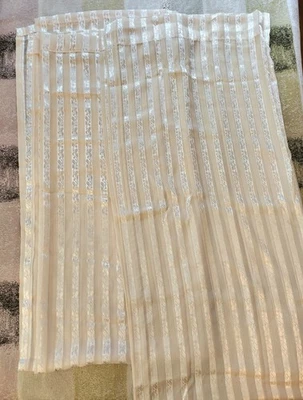 Croscill Ivory Striped Sheer Shower Curtain & Matching Window Curtain  - Image 1 of 4