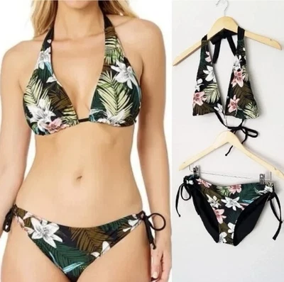 Hurley Swimwear Women's 2pc Swimsuit Set  Floral/Black Size L - Image 1 of 4