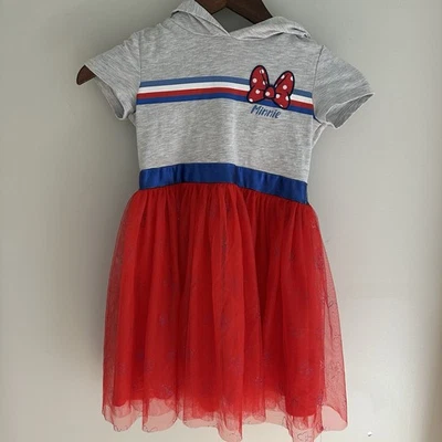 Disney Gris y Rojo Vestido Minnie Mouse con Capucha Niñas Pequeño Disfraz y Vestido Foto 1 de 4